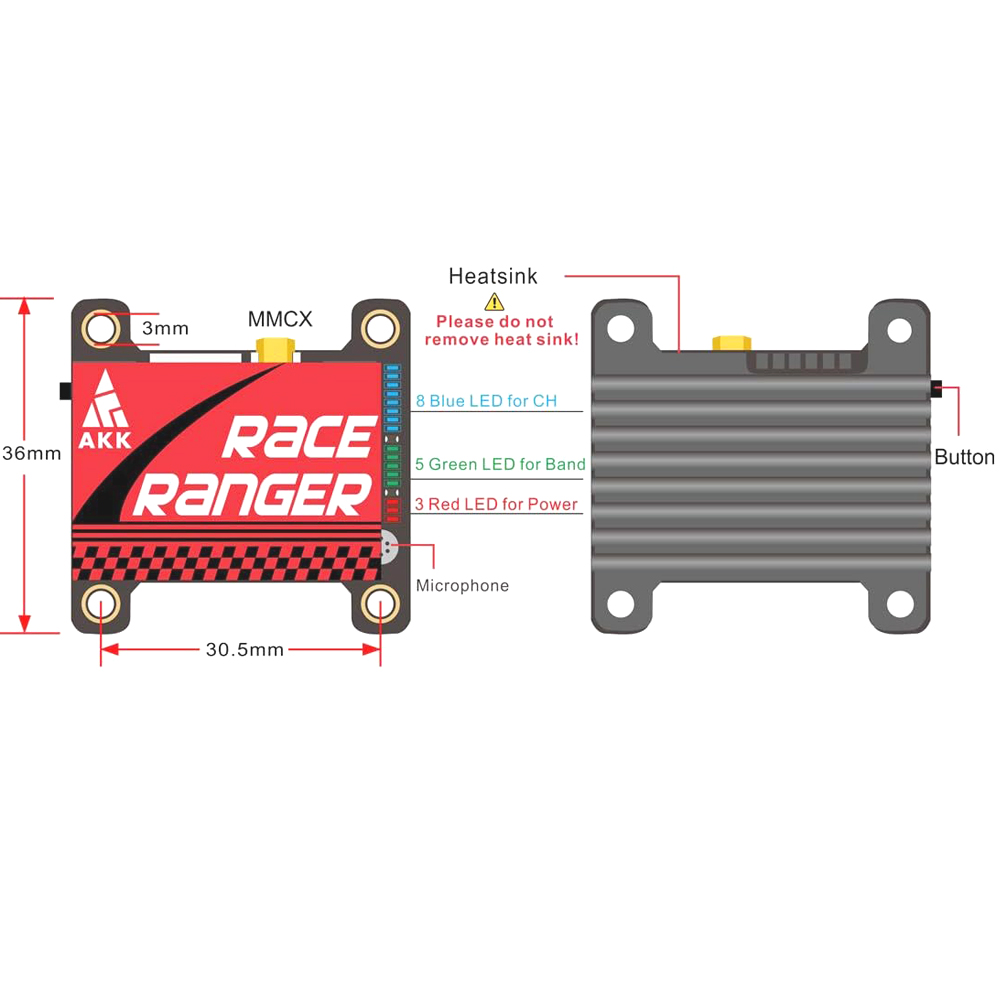 AKK 5.8G Long Range VTX FPV-пе – обзор и цена Drone Racing Transmitter